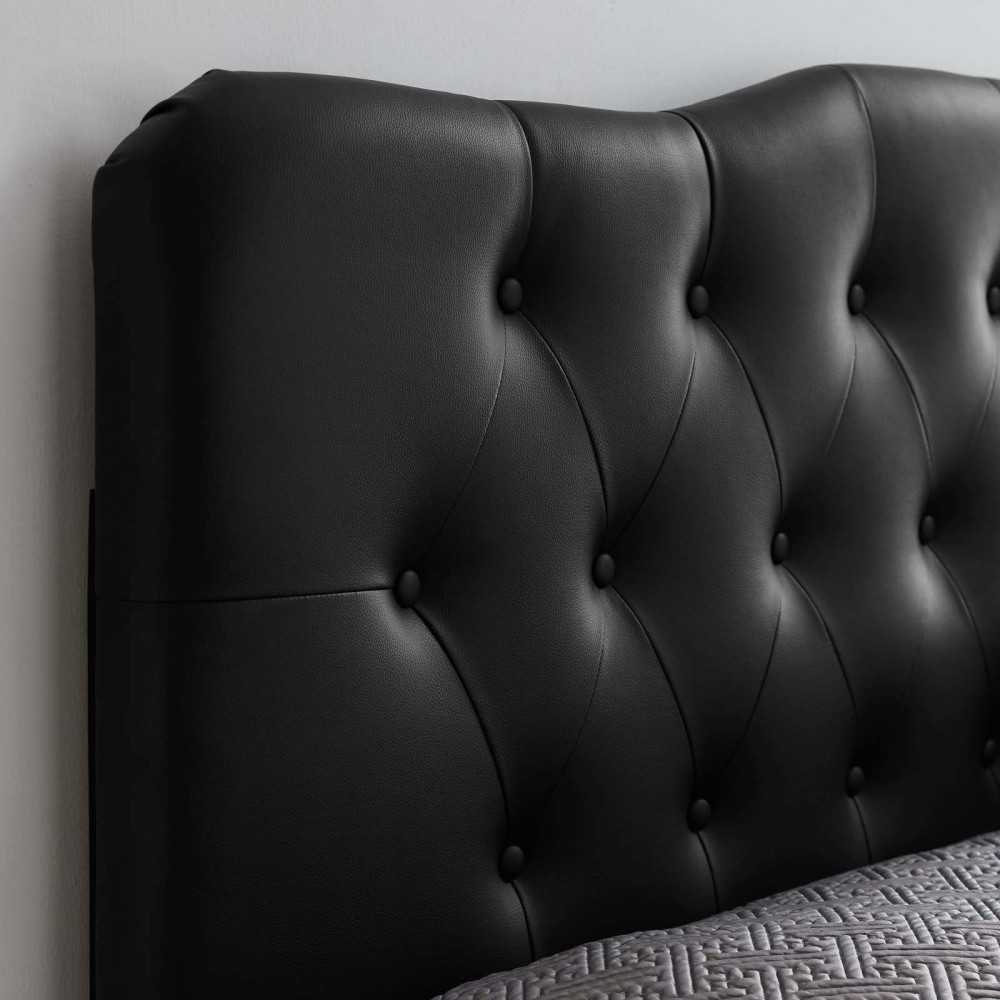 Annabel Full Upholstered Vinyl Headboard, Black