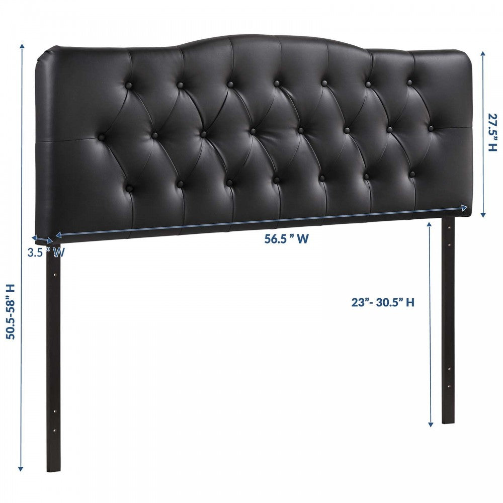 Annabel Full Upholstered Vinyl Headboard, Black