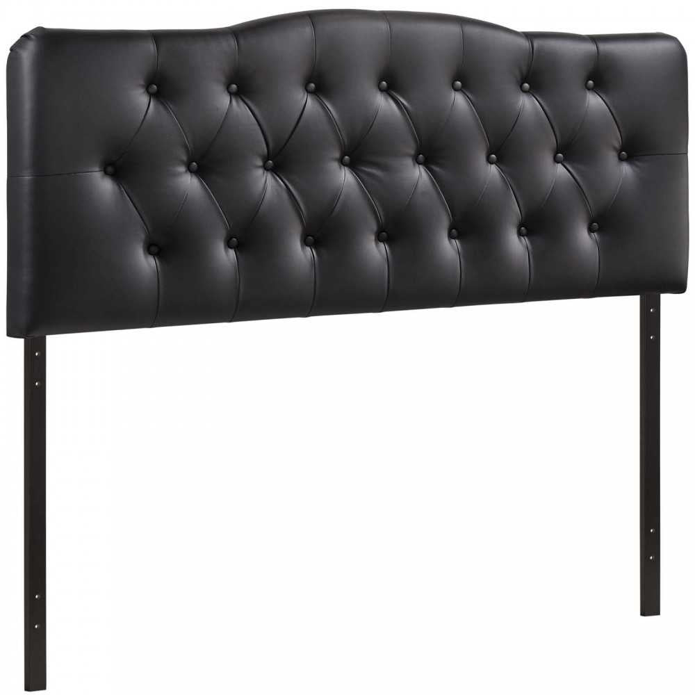 Annabel Full Upholstered Vinyl Headboard, Black