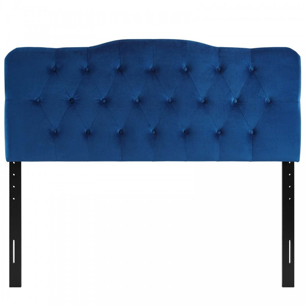 Annabel King Diamond Tufted Performance Velvet Headboard, Navy