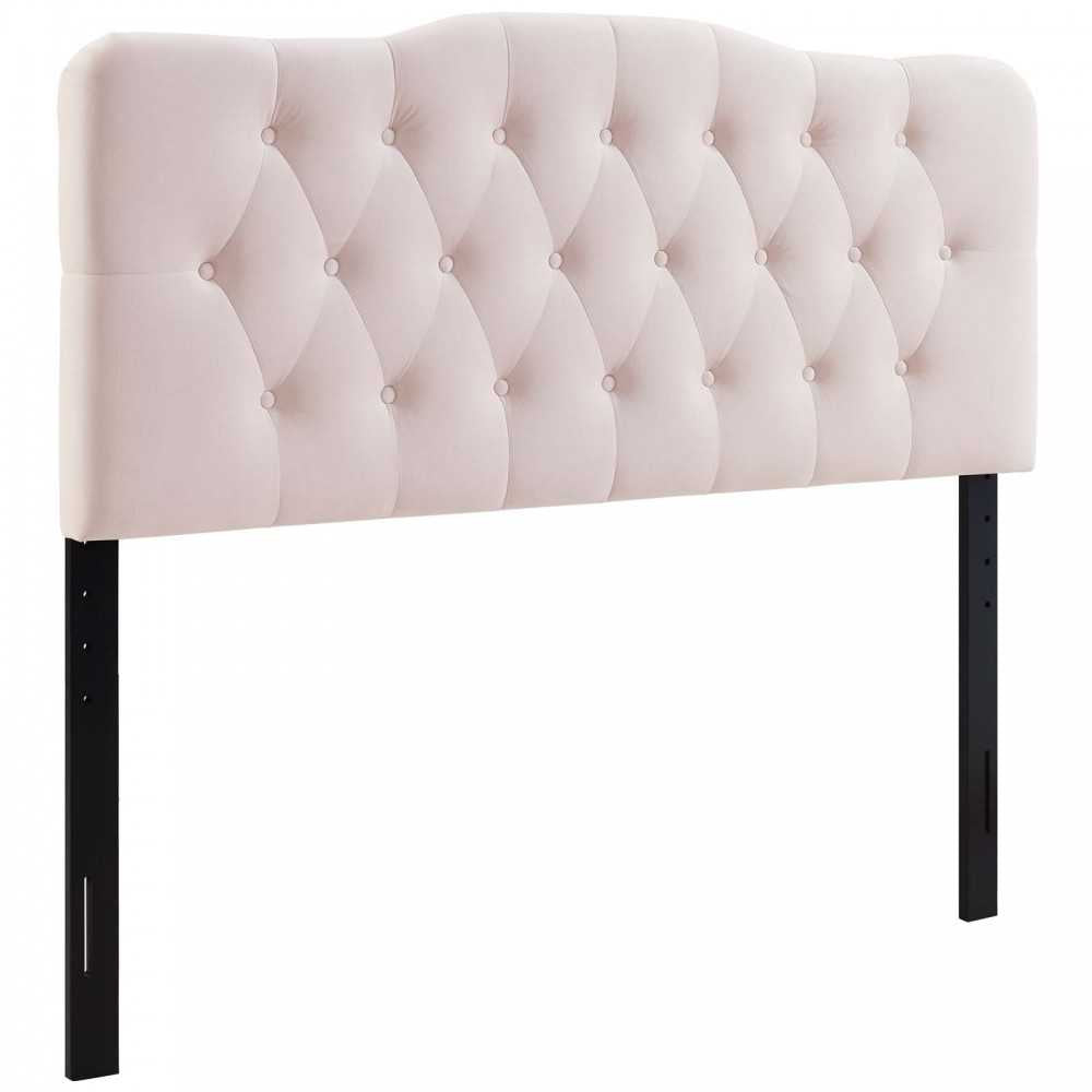 Annabel King Diamond Tufted Performance Velvet Headboard, Pink