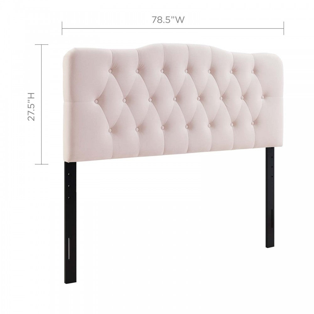 Annabel King Diamond Tufted Performance Velvet Headboard, Pink