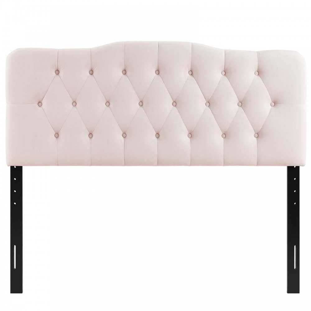 Annabel King Diamond Tufted Performance Velvet Headboard, Pink