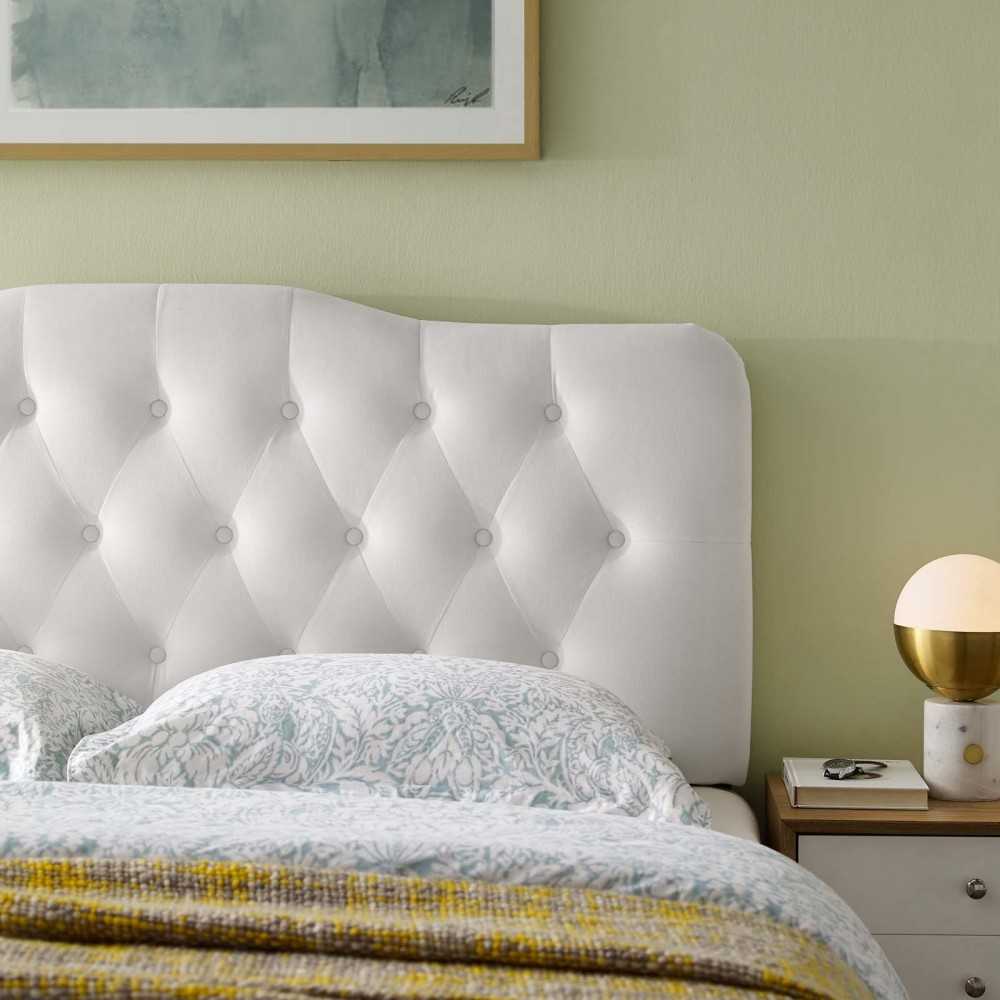 Annabel King Diamond Tufted Performance Velvet Headboard, White