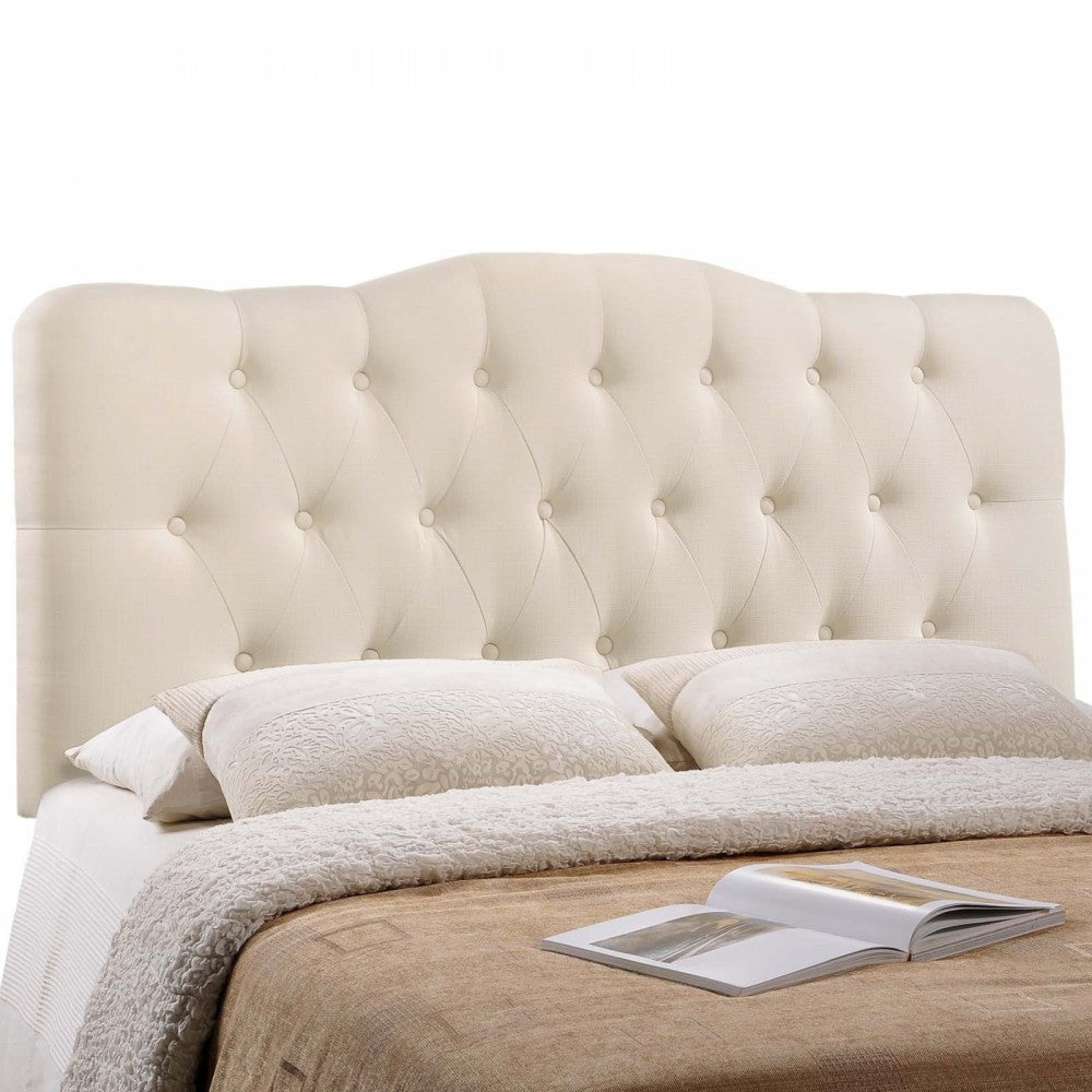 Annabel King Upholstered Fabric Headboard, Ivory