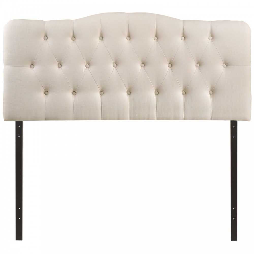 Annabel King Upholstered Fabric Headboard, Ivory