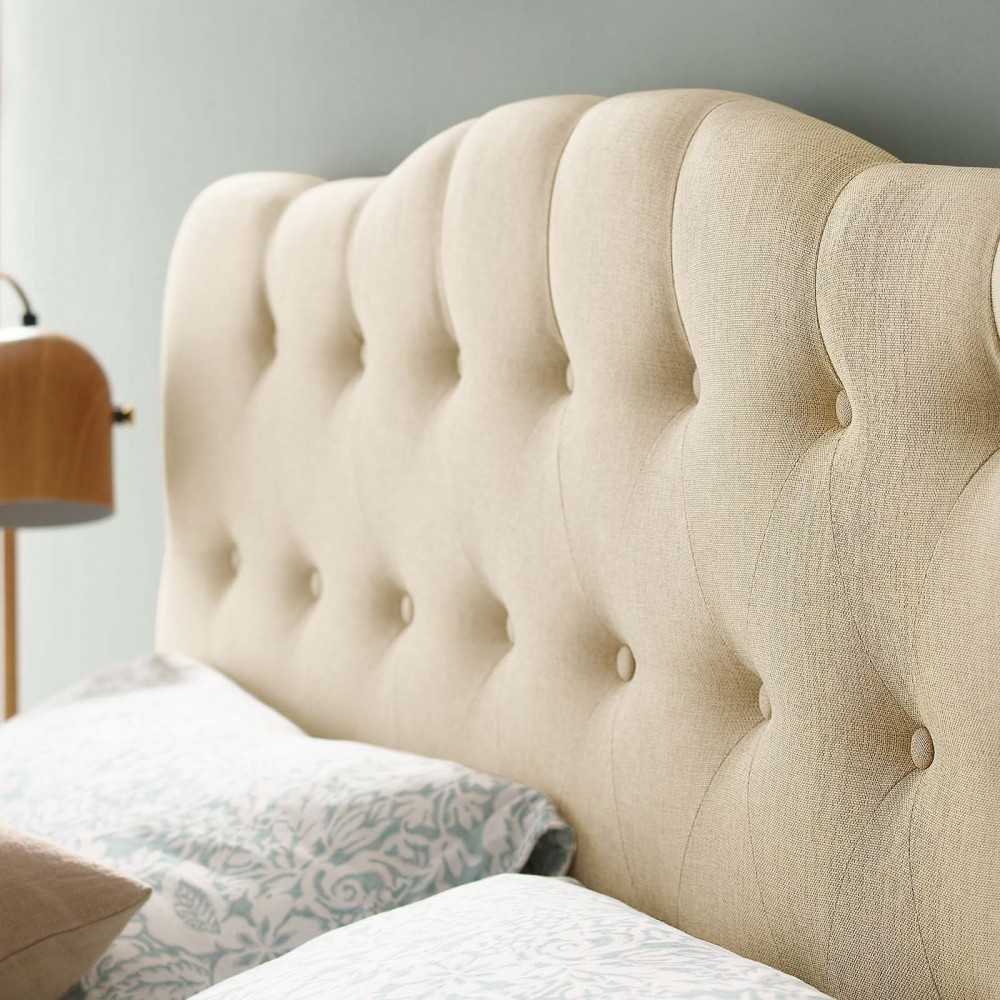 Annabel King Upholstered Fabric Headboard, Beige