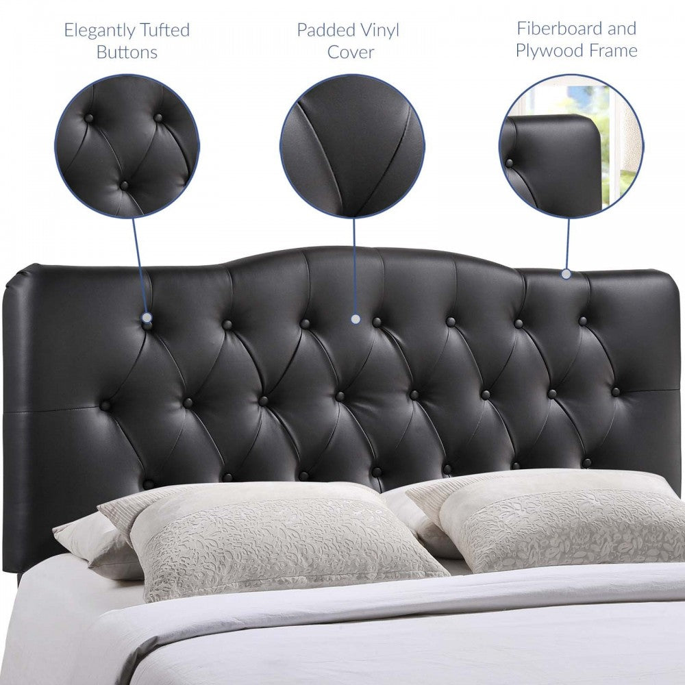 Annabel King Upholstered Vinyl Headboard, Black