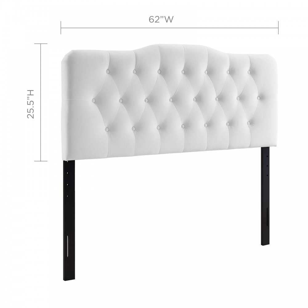 Annabel Queen Diamond Tufted Performance Velvet Headboard, White