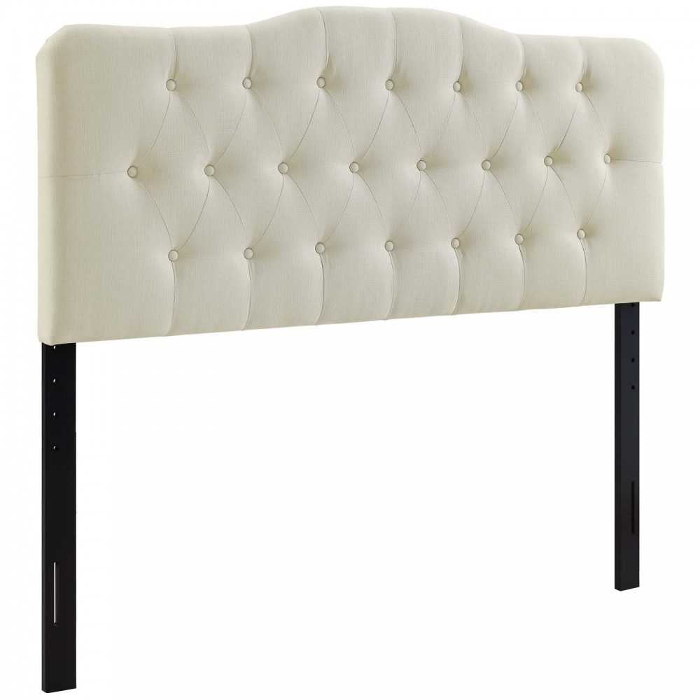 Annabel Queen Upholstered Fabric Headboard, Ivory