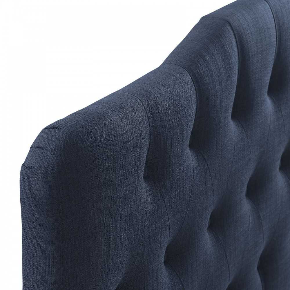 Annabel Queen Upholstered Fabric Headboard, Navy