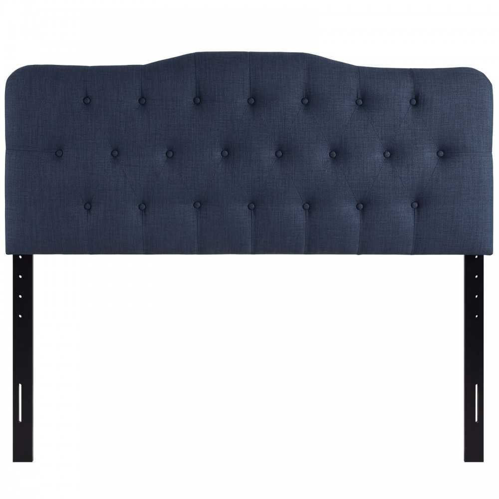 Annabel Queen Upholstered Fabric Headboard, Navy