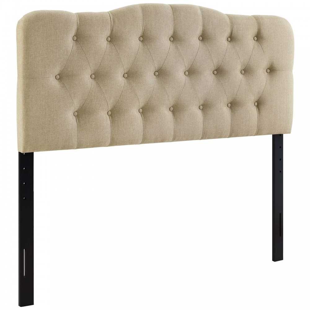 Annabel Queen Upholstered Fabric Headboard, Beige