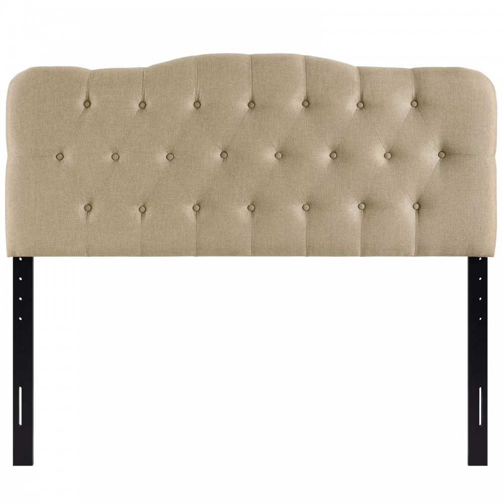 Annabel Queen Upholstered Fabric Headboard, Beige