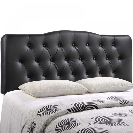 Annabel Queen Upholstered Vinyl Headboard, Black