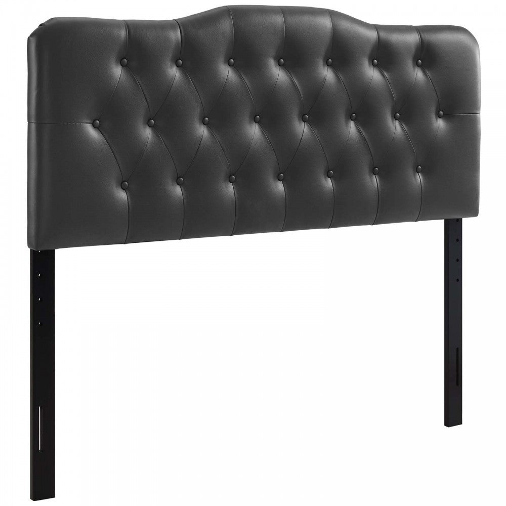 Annabel Queen Upholstered Vinyl Headboard, Black