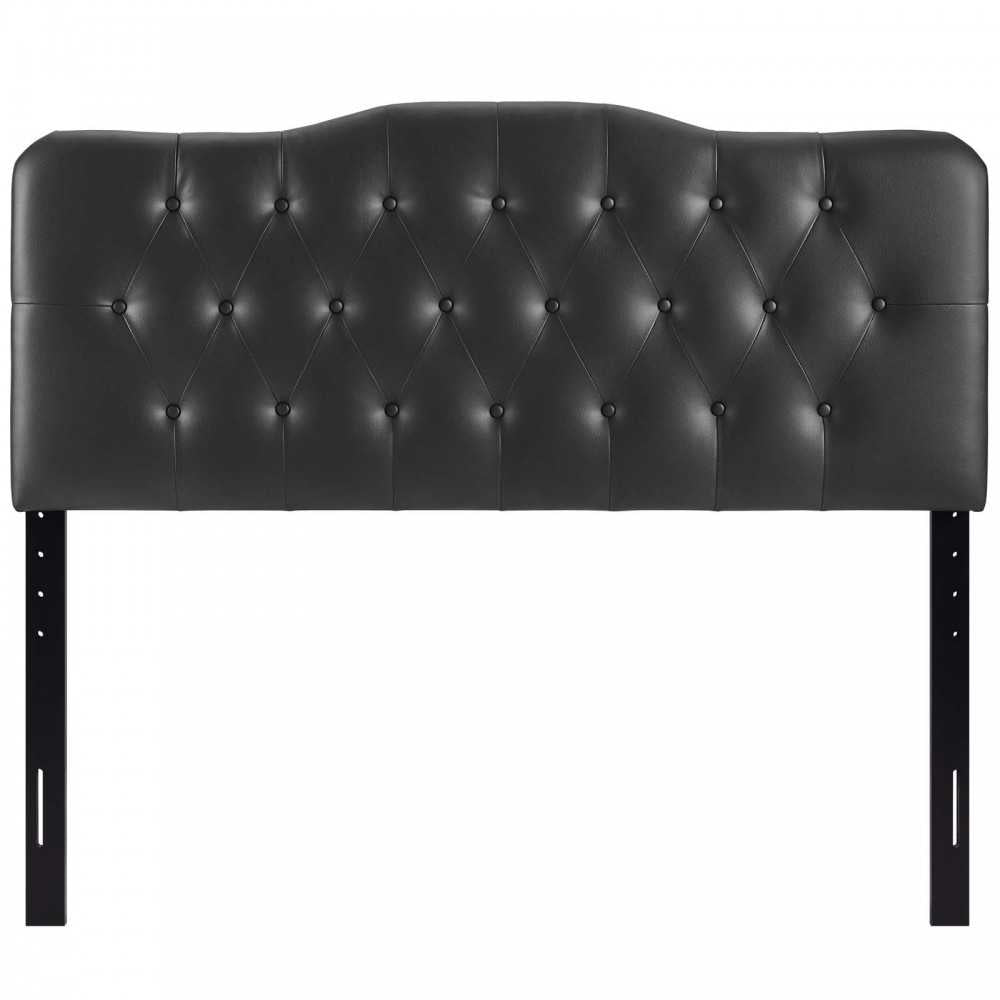 Annabel Queen Upholstered Vinyl Headboard, Black