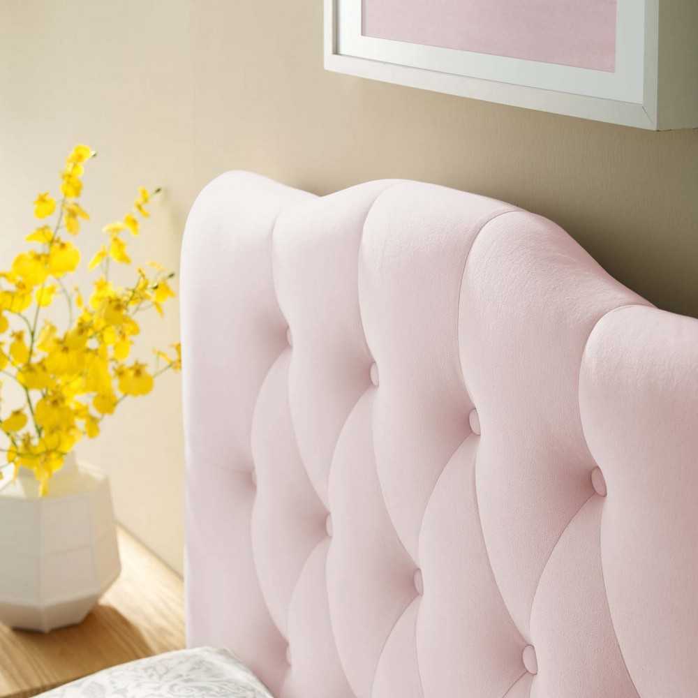 Annabel Twin Diamond Tufted Performance Velvet Headboard, Pink