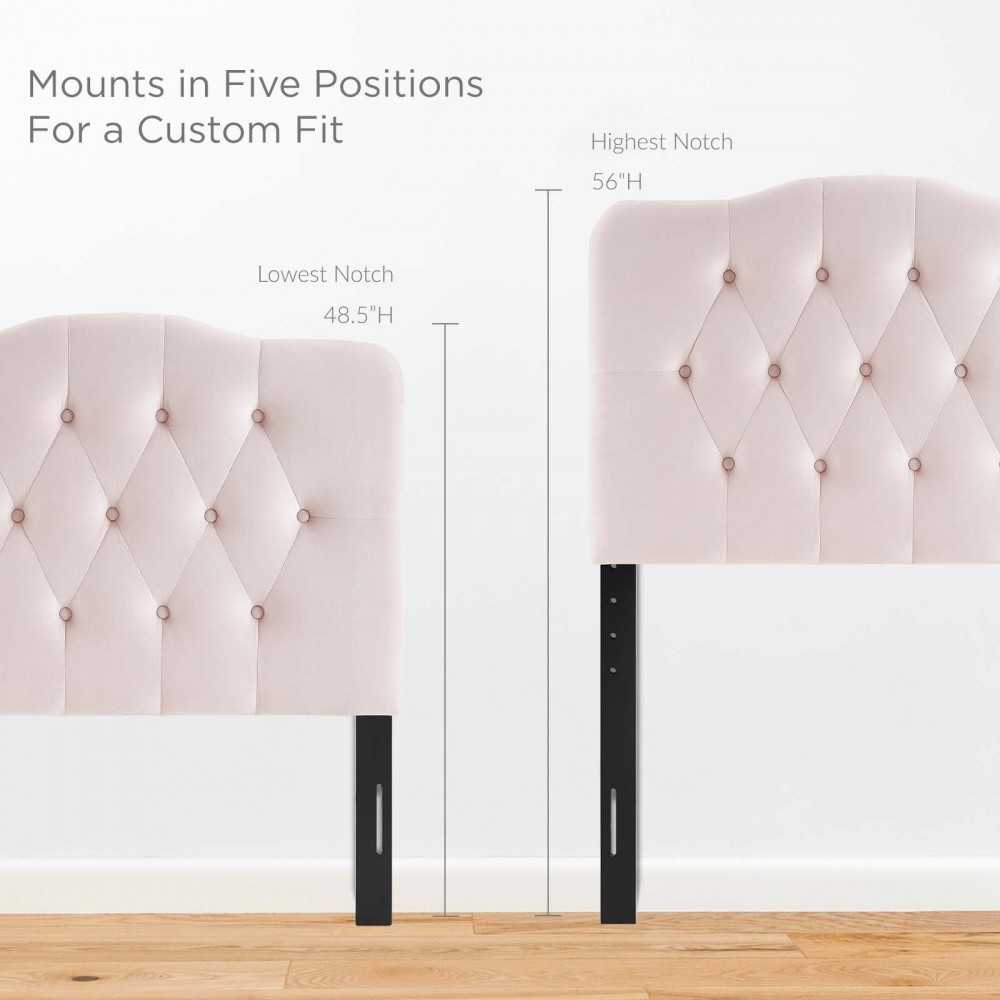 Annabel Twin Diamond Tufted Performance Velvet Headboard, Pink