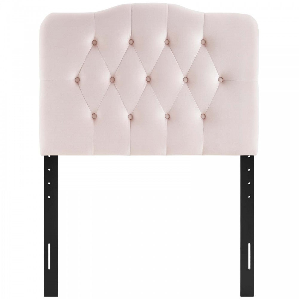 Annabel Twin Diamond Tufted Performance Velvet Headboard, Pink