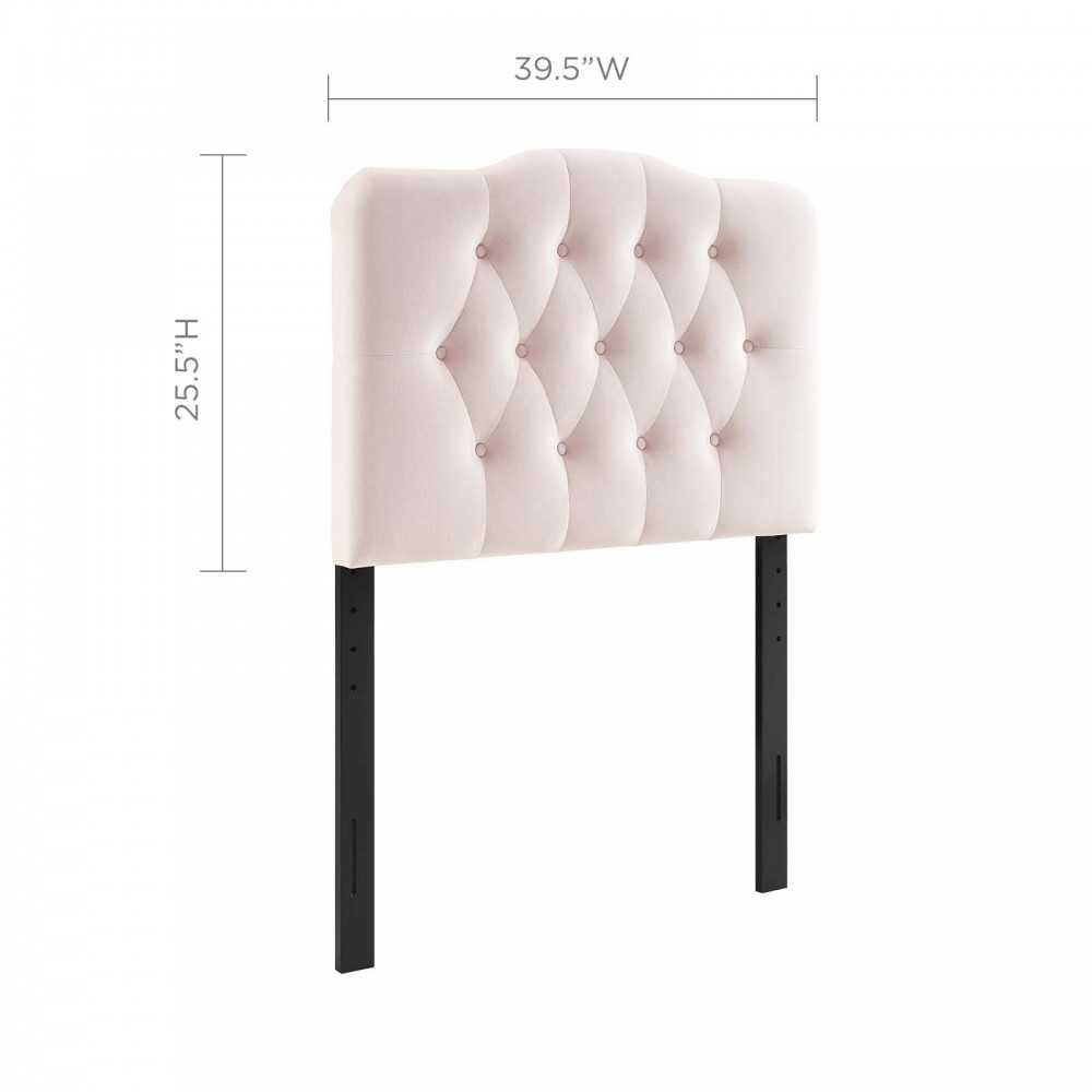 Annabel Twin Diamond Tufted Performance Velvet Headboard, Pink