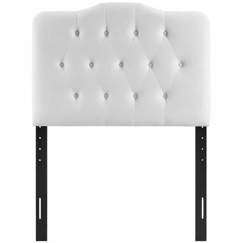 Annabel Twin Diamond Tufted Performance Velvet Headboard, White