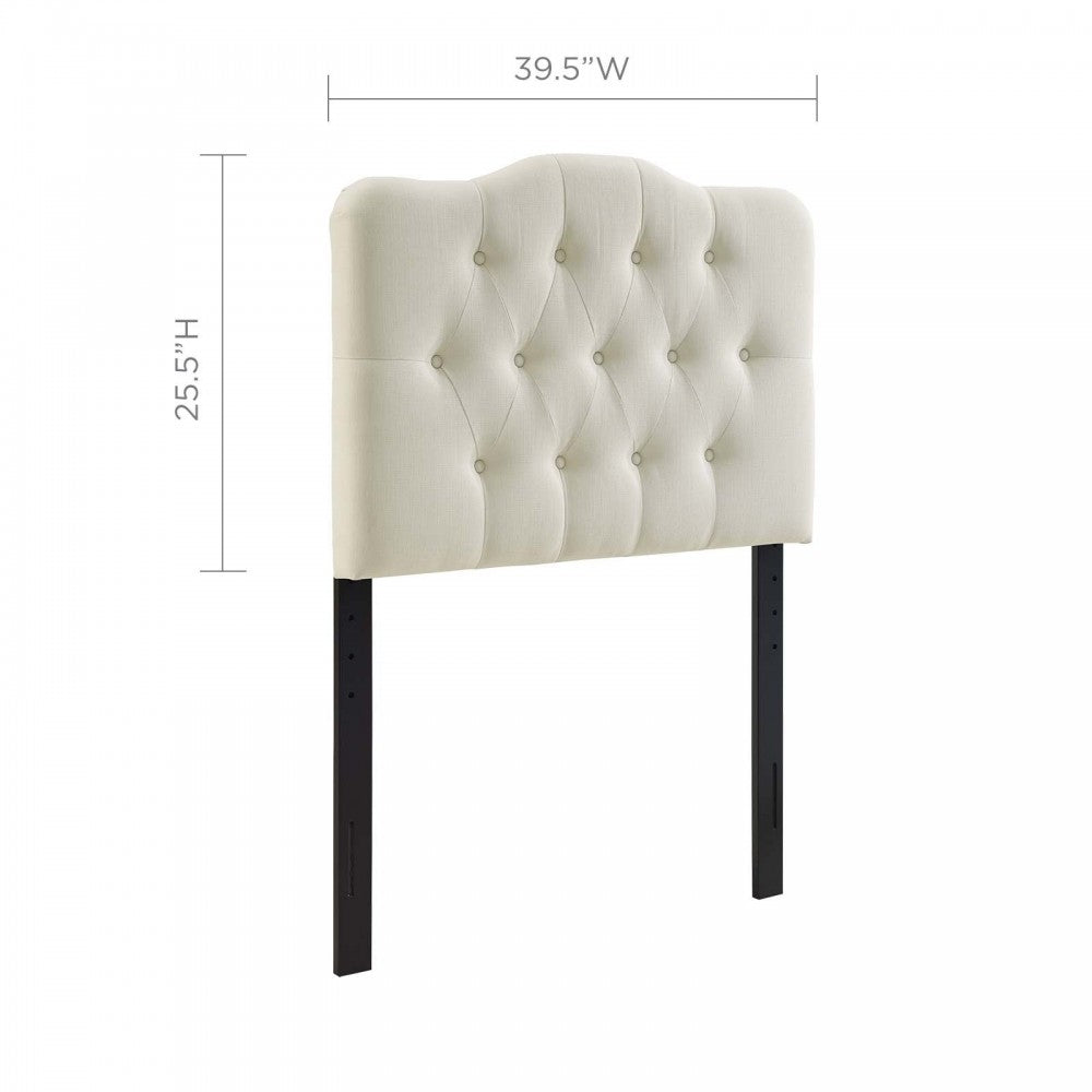 Annabel Twin Upholstered Fabric Headboard, Ivory