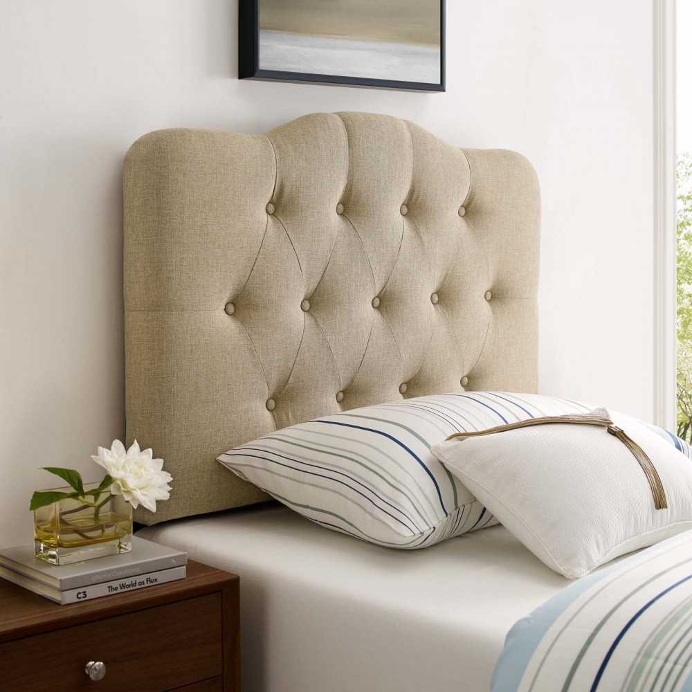 Annabel Twin Upholstered Fabric Headboard, Beige