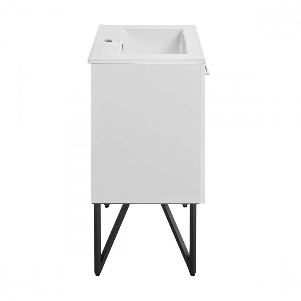 Annecy 24 Single, Glossy White, Two Doors, Bathroom Vanity