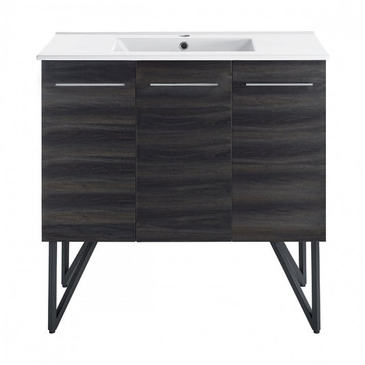 Annecy 36 Single, Black Walnut, Two Doors, One Drawer, Bathroom Vanity