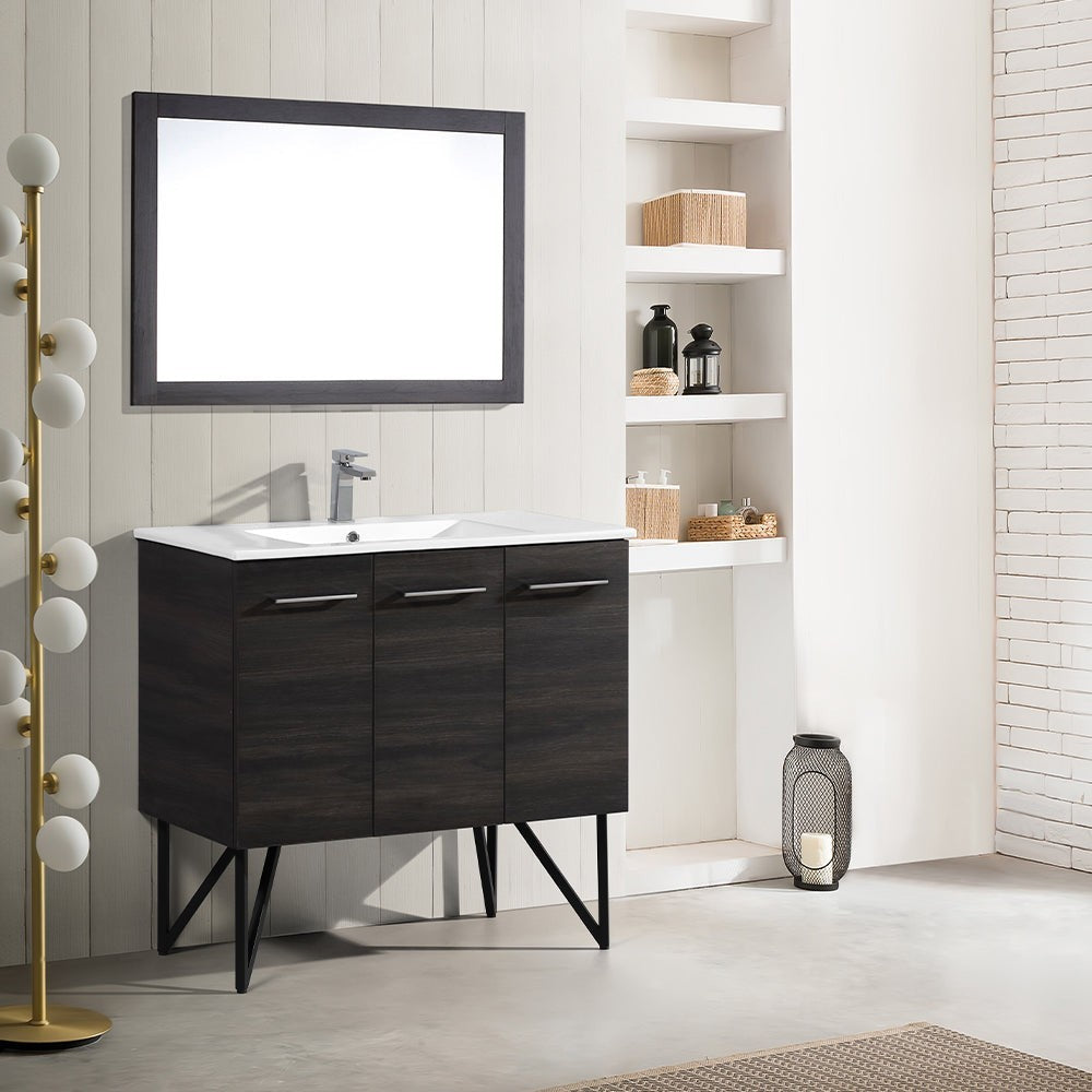 Annecy 36 Single, Black Walnut, Two Doors, One Drawer, Bathroom Vanity