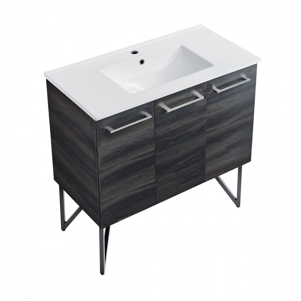 Annecy 36 Single, Black Walnut, Two Doors, One Drawer, Bathroom Vanity