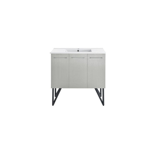 Annecy 36 Single, Brushed Grey, Two Doors, One Drawer, Bathroom Vanity