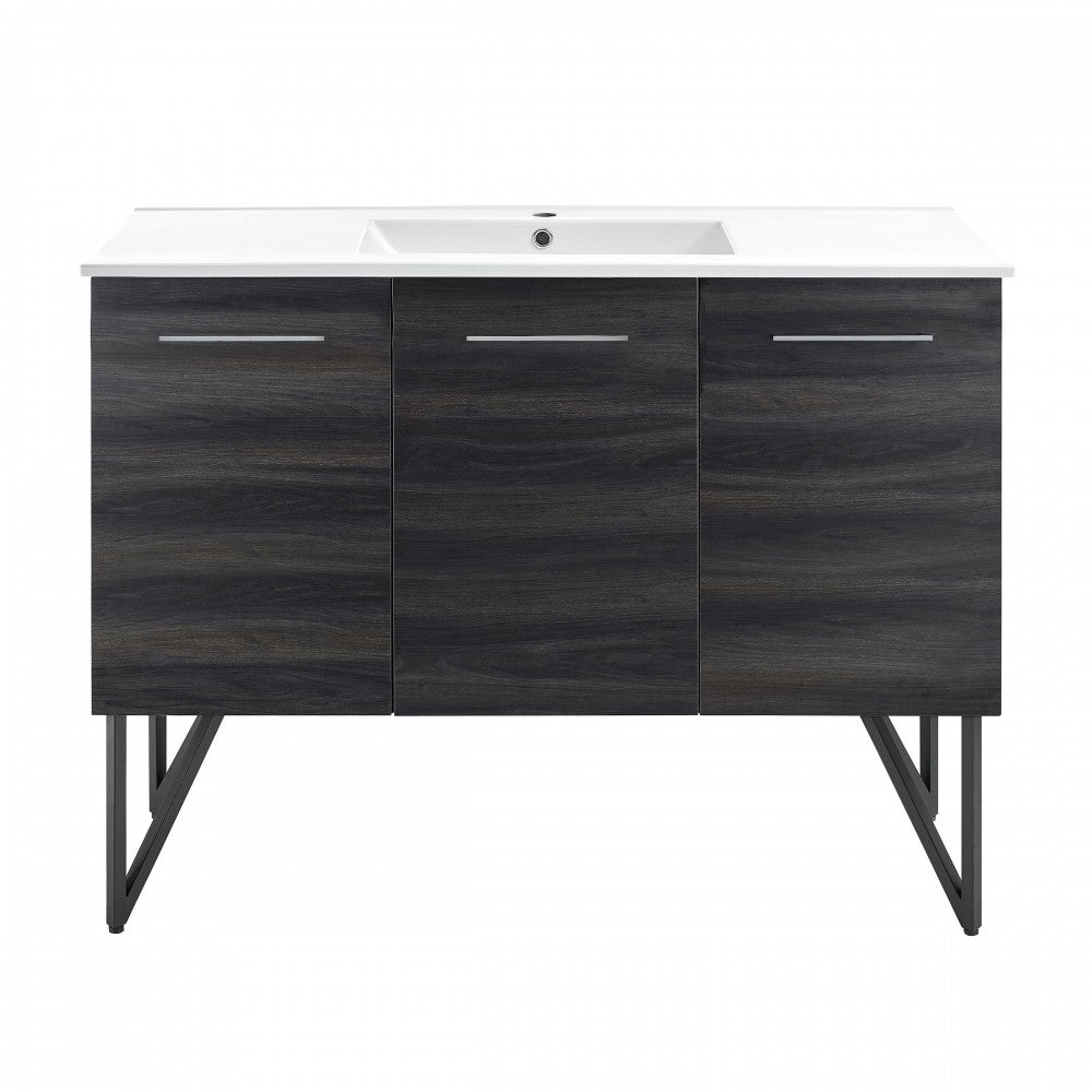 Annecy 48 Single, Black Walnut, Two Doors, One Drawer, Bathroom Vanity