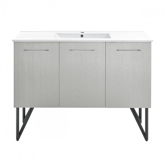 Annecy 48 Single, Brushed Grey, Two Doors, One Drawer, Bathroom Vanity