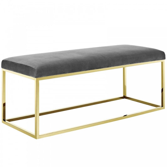 Anticipate Fabric Bench, Gold Gray