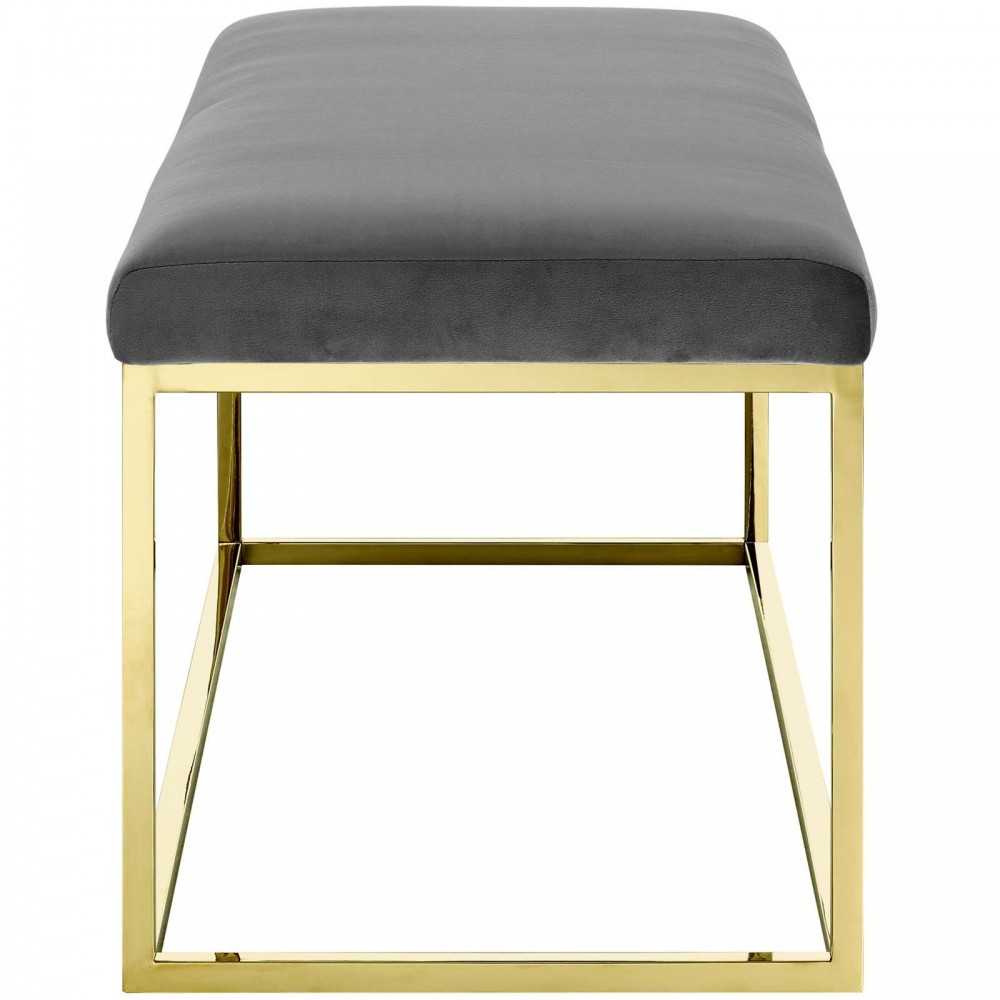 Anticipate Fabric Bench, Gold Gray