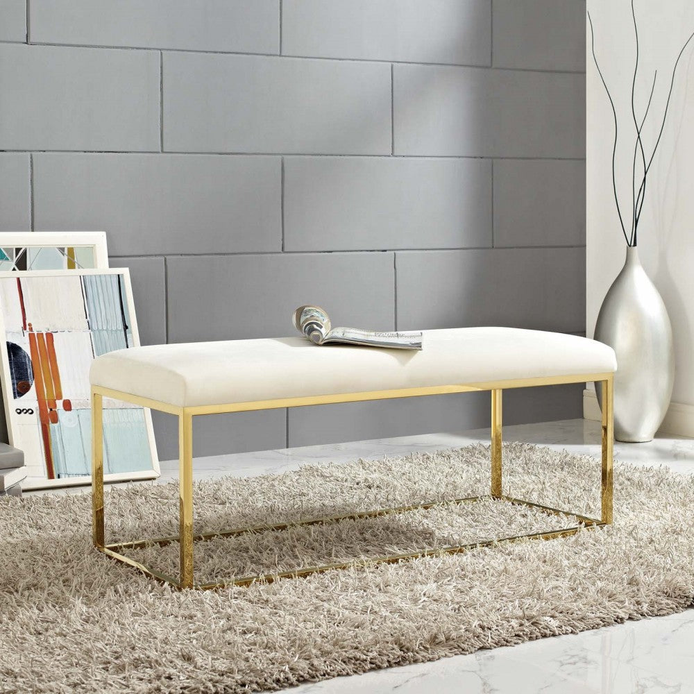 Anticipate Fabric Bench, Gold Ivory
