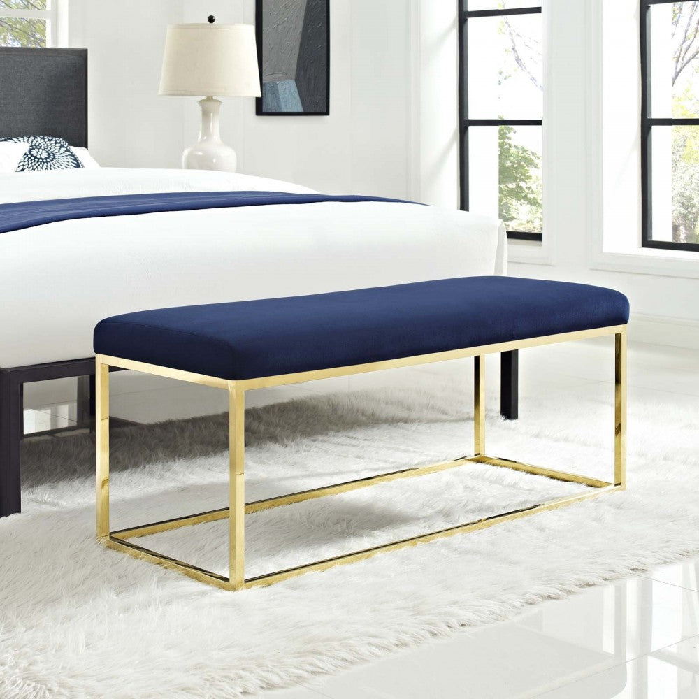 Anticipate Fabric Bench, Gold Navy