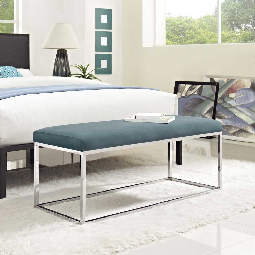 Anticipate Performance Velvet Bench, Sea Blue