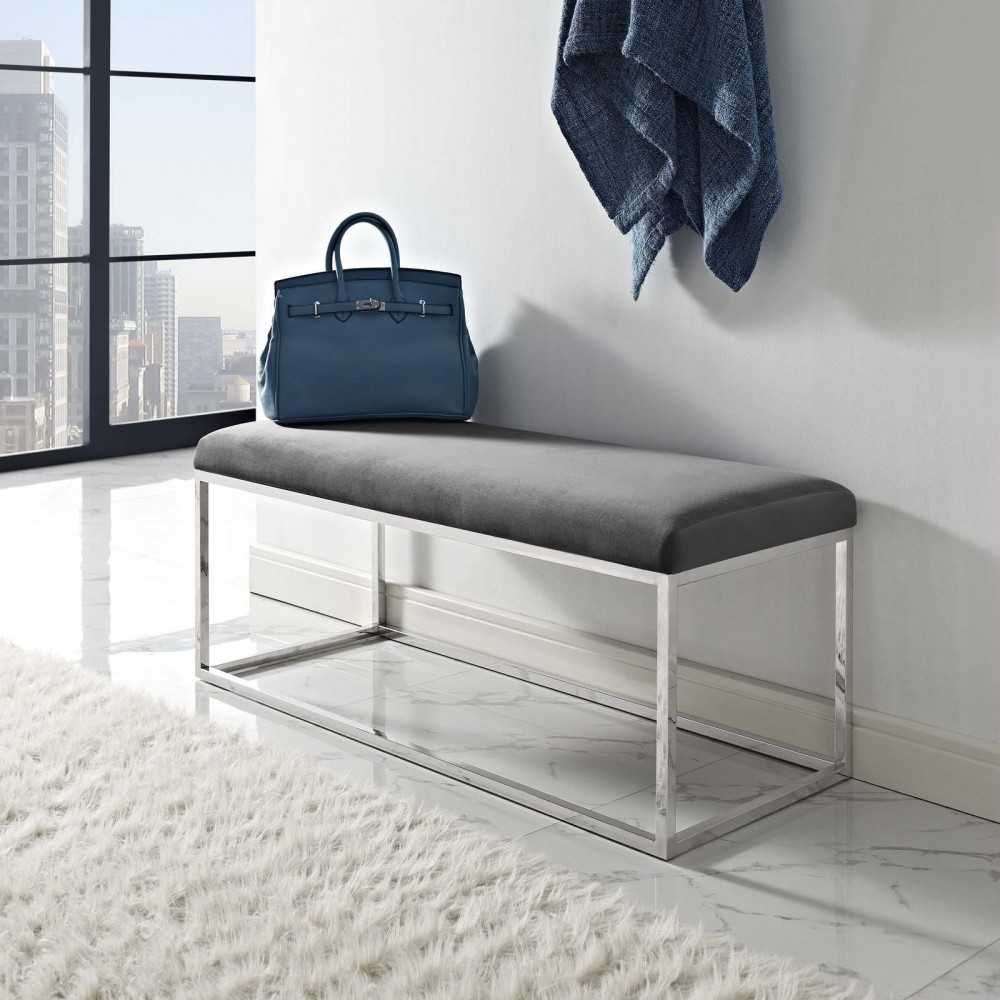 Anticipate Performance Velvet Bench, Gray