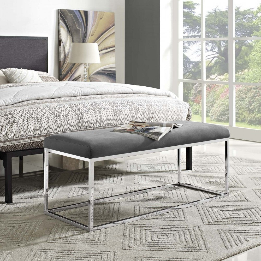 Anticipate Performance Velvet Bench, Gray