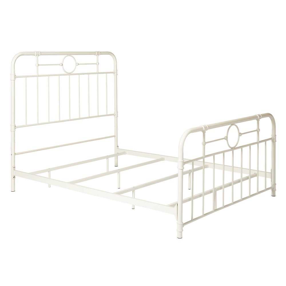 Antiqua Metal Pipe Queen Size Bed - Antique White