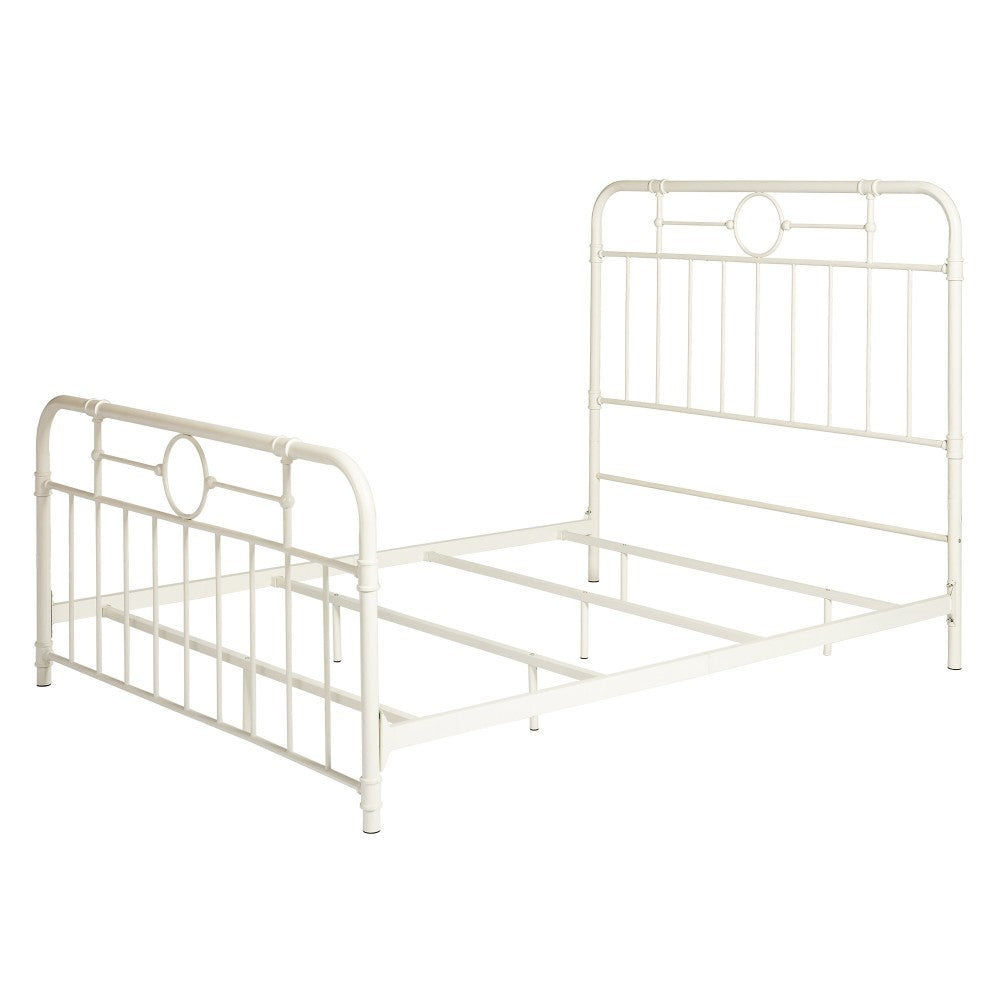 Antiqua Metal Pipe Queen Size Bed - Antique White