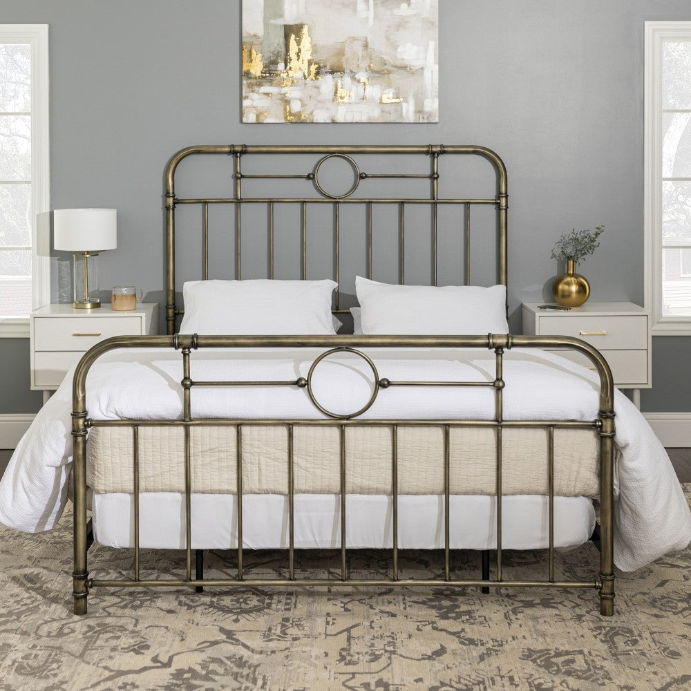 Antiqua Metal Pipe Queen Size Bed - Bronze