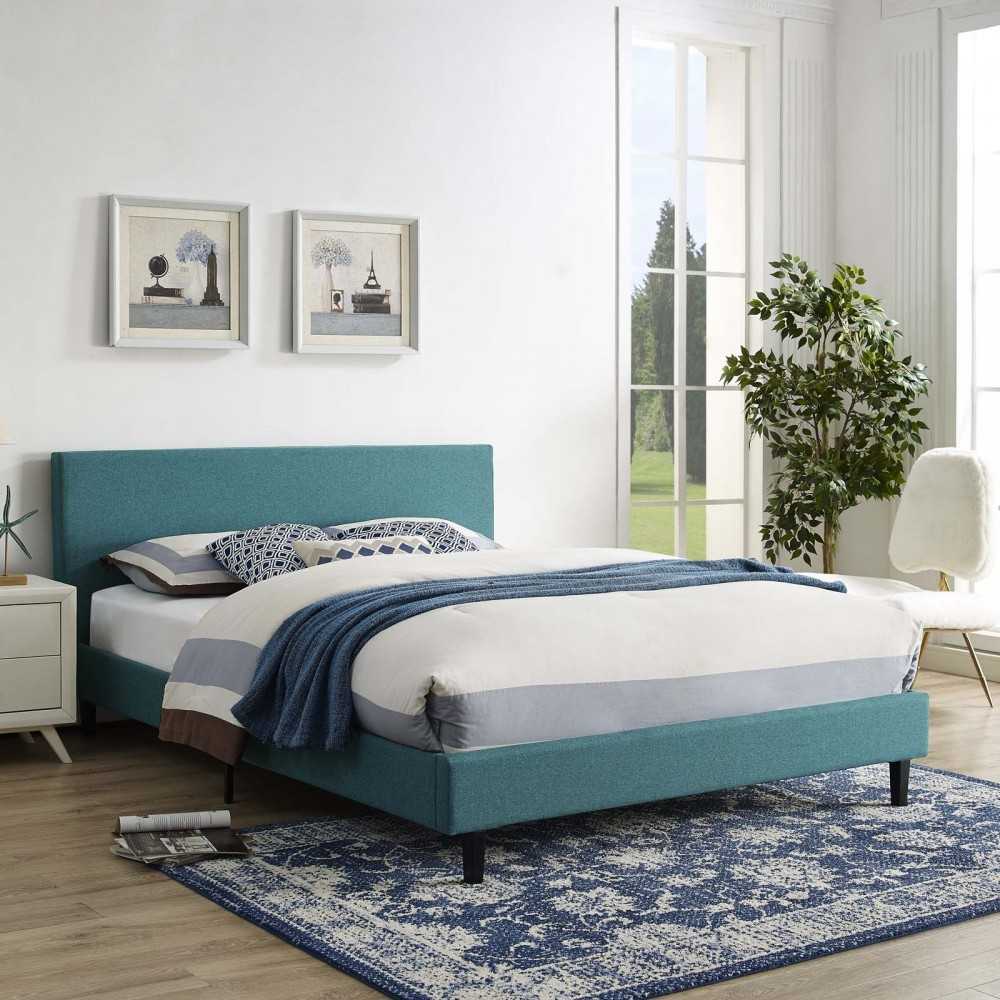 Anya Full Fabric Bed, Teal