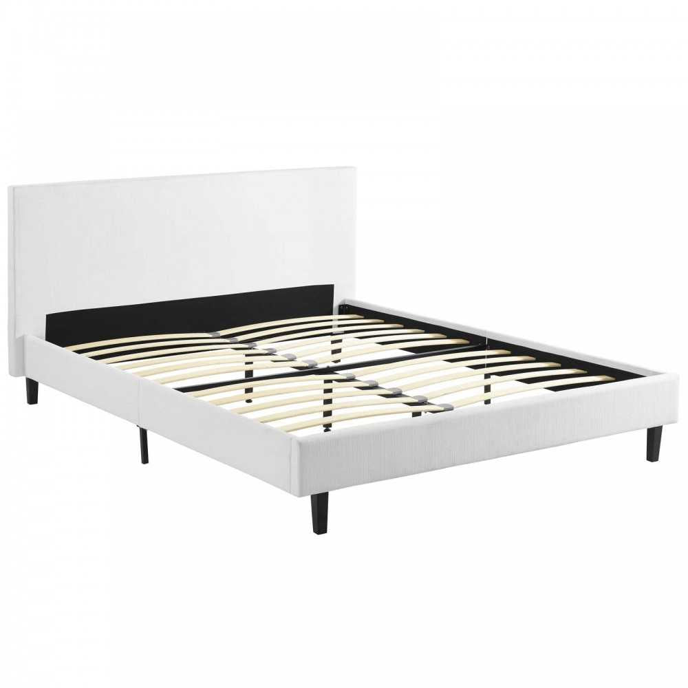 Anya Full Fabric Bed, White