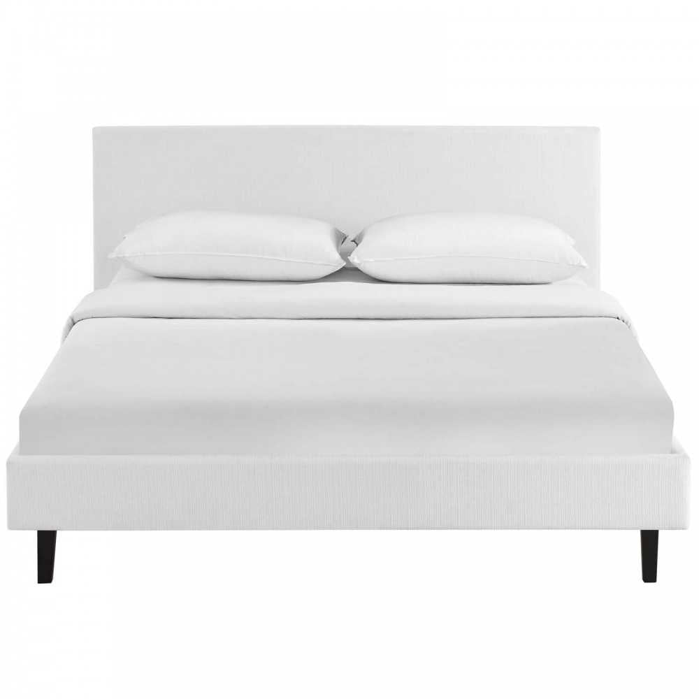 Anya Full Fabric Bed, White