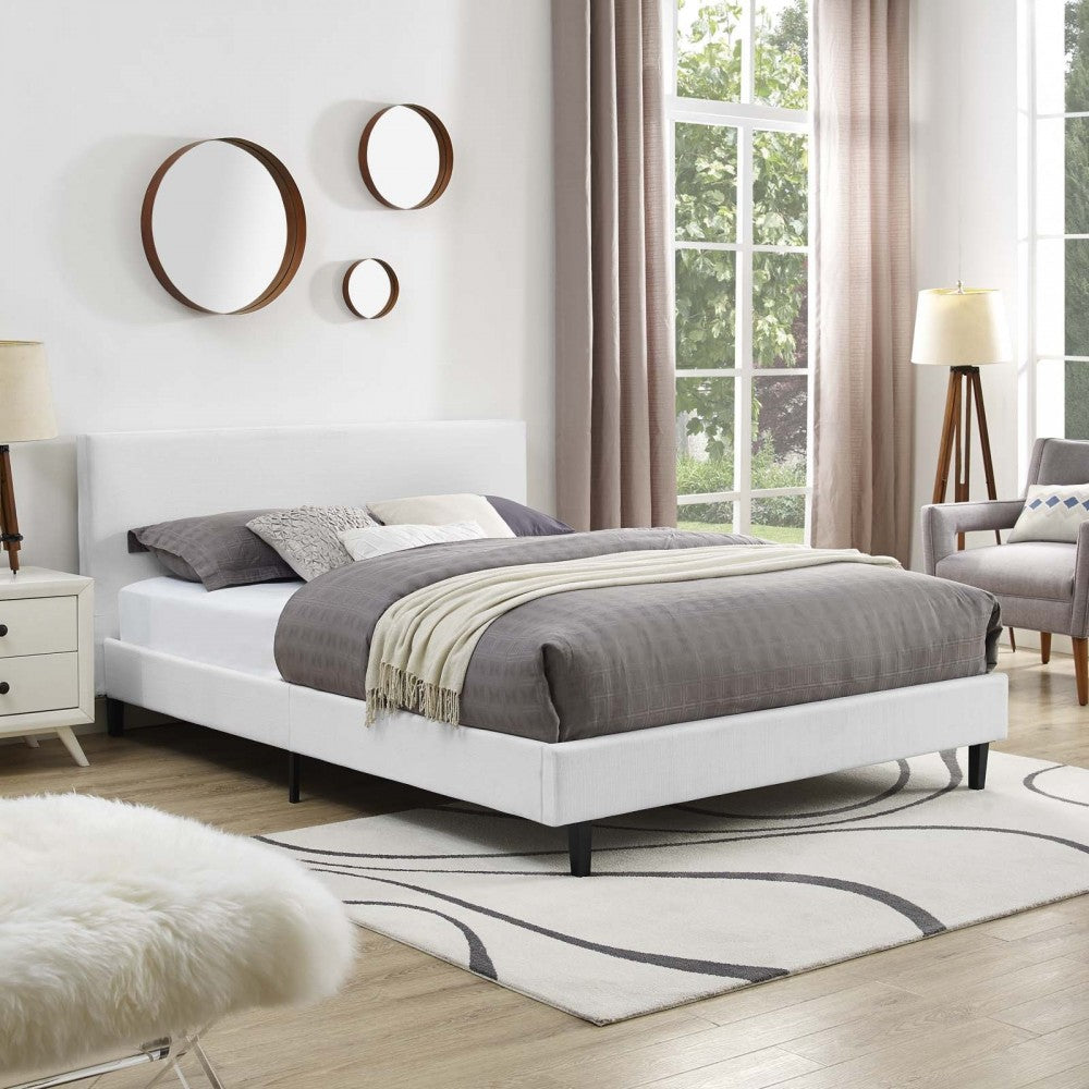 Anya Full Fabric Bed, White