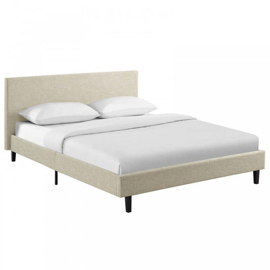 Anya Full Fabric Bed, Beige